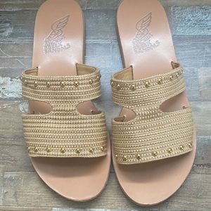 Ancient Greek Sandals
Raffia Studded Accents Slides
